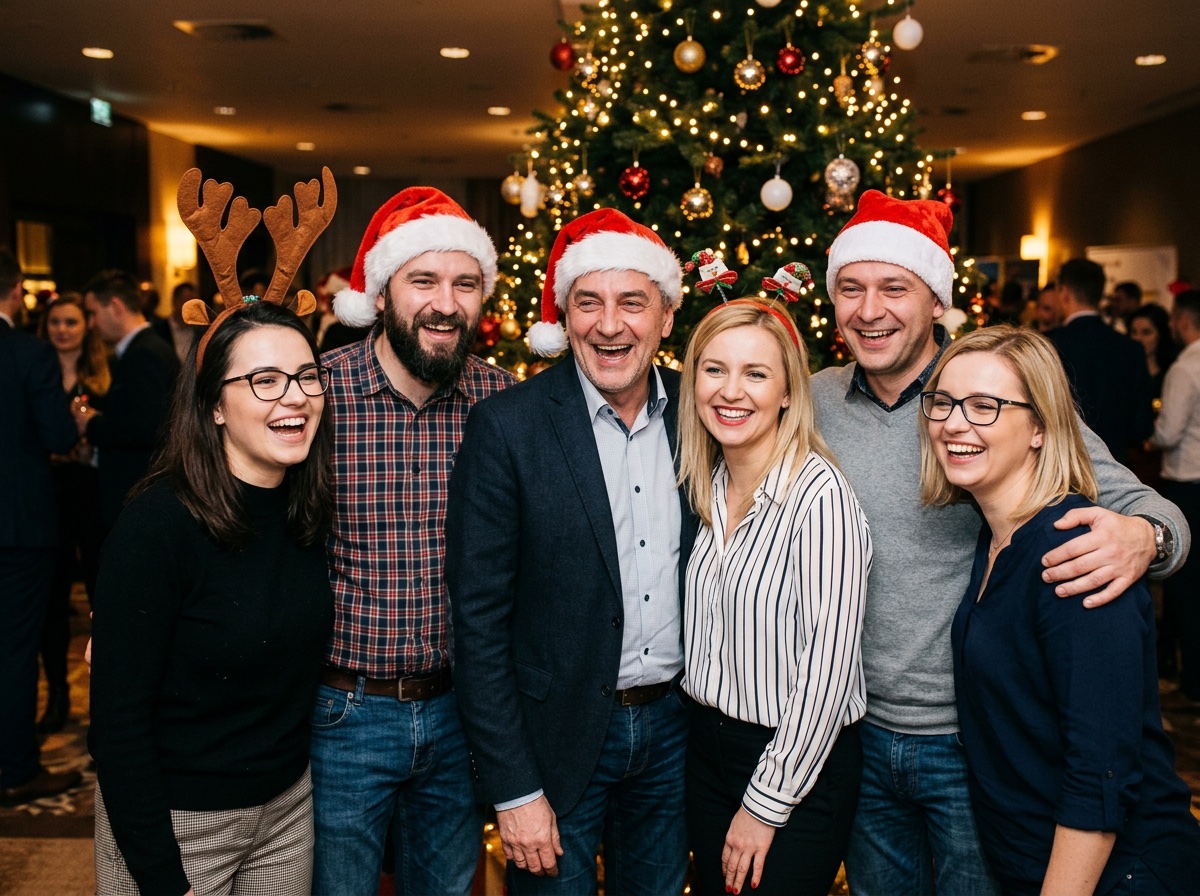 Zespół firmy na zdjęciu z fotobudki